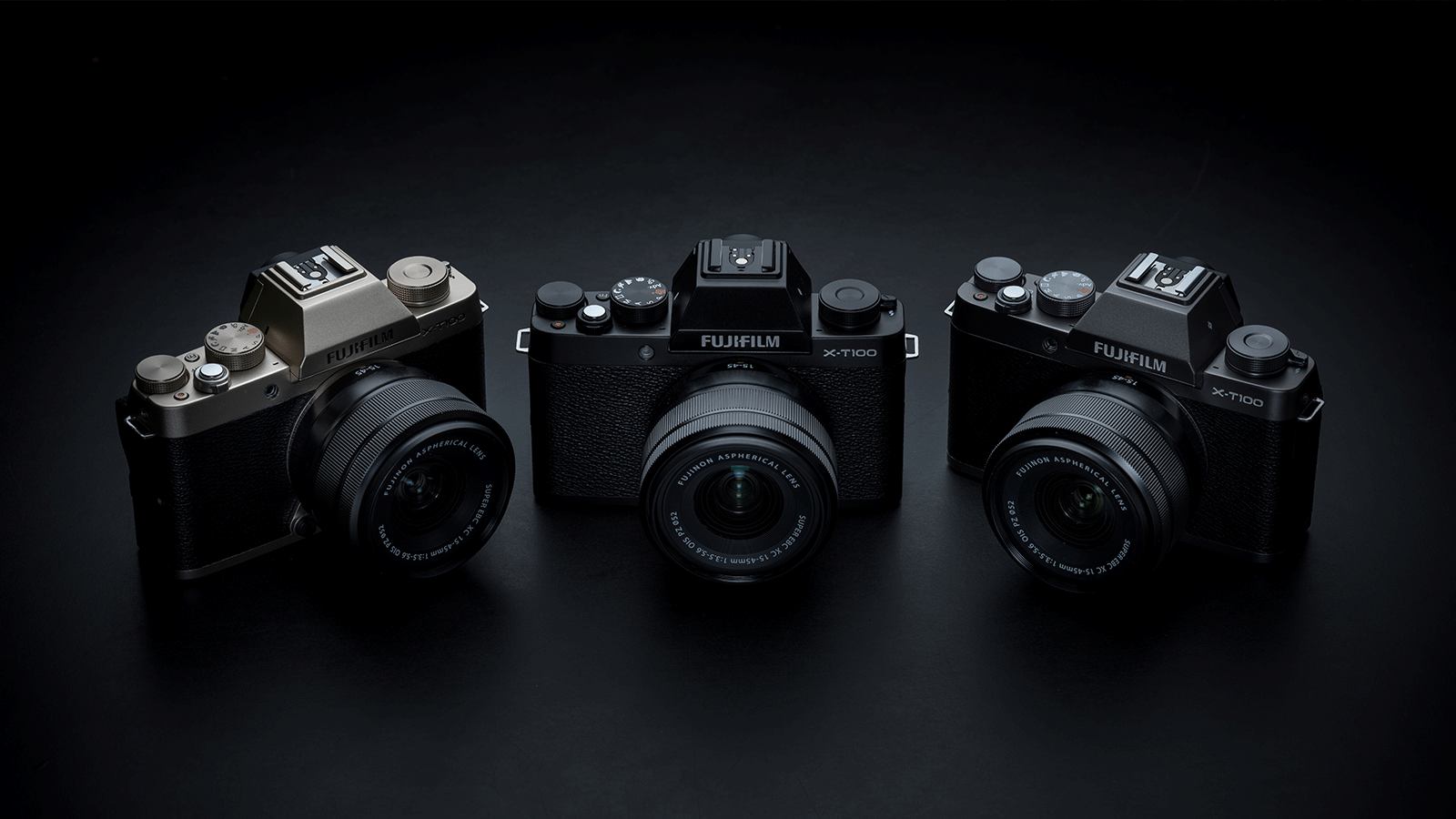Three Fujifilm X-T100s side-by-side